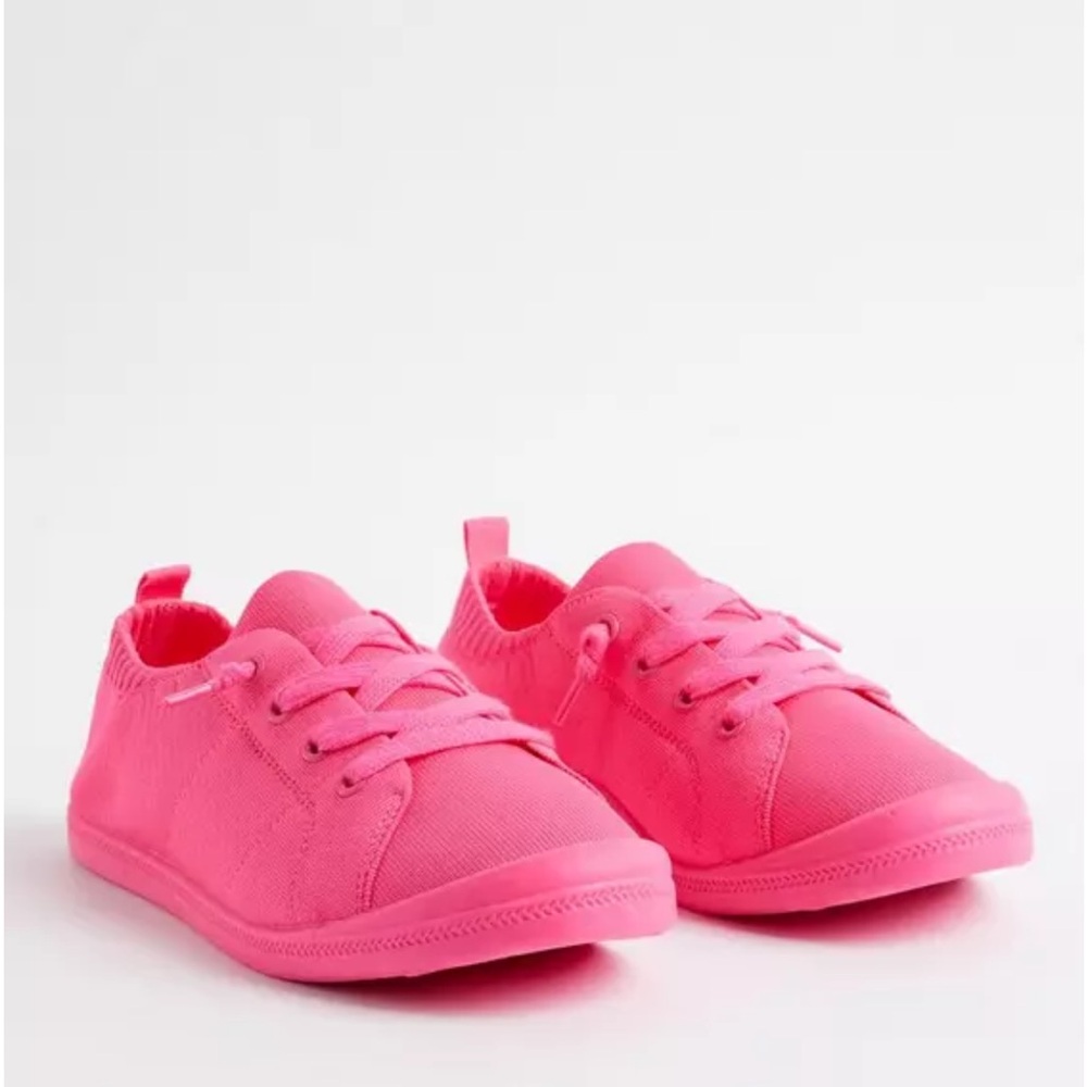Neon Pink Torrid Stretch Knit Ruched Sneaker size 10 WW - NWT